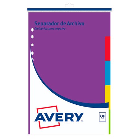 Separadores Oficio 5 posic Avery Cartulina Colores C/ leng -2
